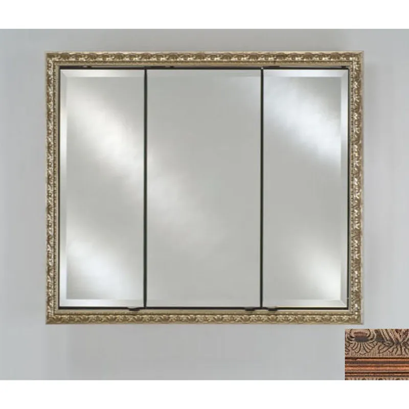 Bulk Order Afina Signature 34" x 30" Siena Antique Oiled Bronze Recessed Triple Door Medicine Cabinet With Beveled Edge Mirror