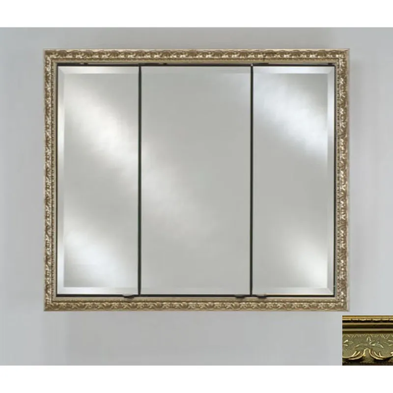 Afina Signature 34" x 30" Majestic Brilliant Gold Recessed Triple Door Medicine Cabinet With Beveled Edge Mirror Exclusive