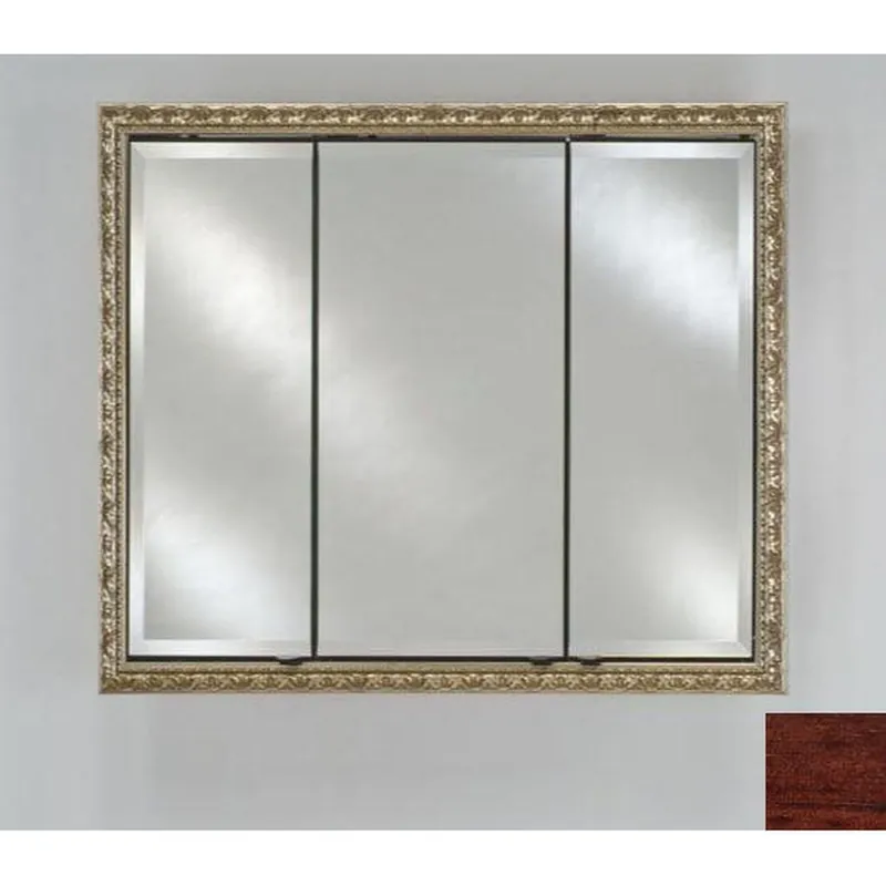 New Arrival Afina Signature 34" x 30" Arlington Cherry Recessed Triple Door Medicine Cabinet With Beveled Edge Mirror