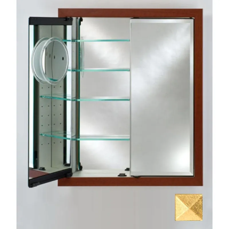 Afina Signature 31" x 36" Meridian Antique Gold With Antique Gold Caps Recessed Double Door Medicine Cabinet With Beveled Edge Mirror Save Now