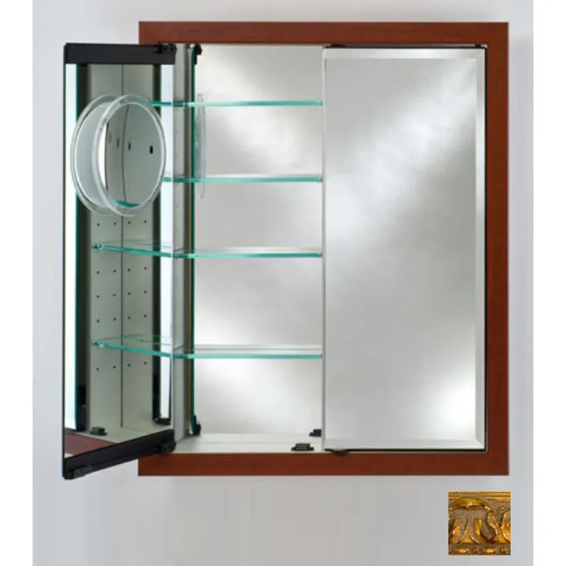 Save Now Afina Signature 31" x 36" Valencia Antique Gold Recessed Double Door Medicine Cabinet With Beveled Edge Mirror