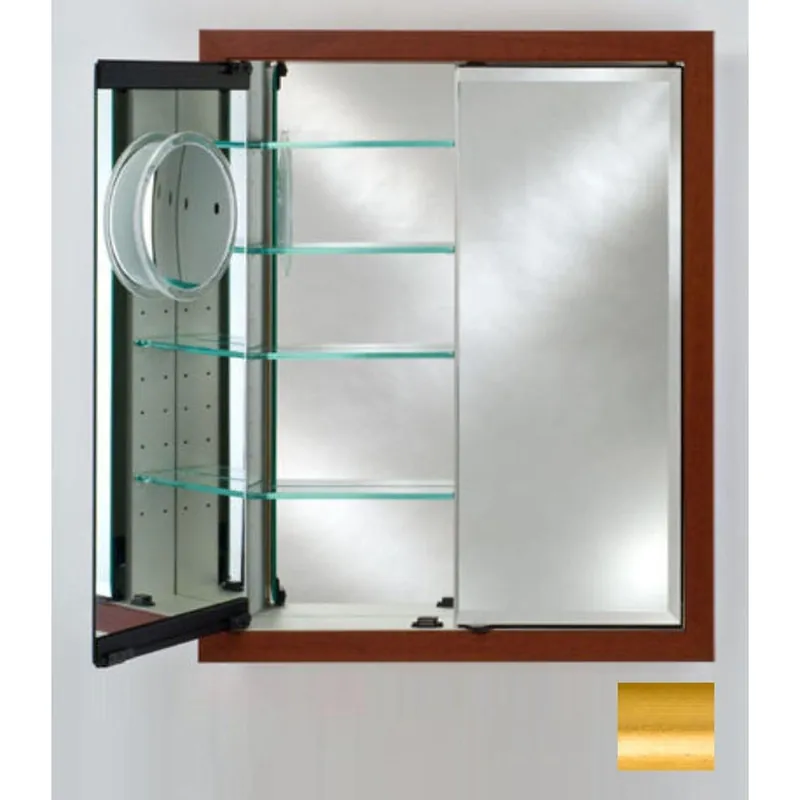 Grab Now Afina Signature 31" x 36" Brushed Satin Gold Recessed Double Door Medicine Cabinet With Beveled Edge Mirror