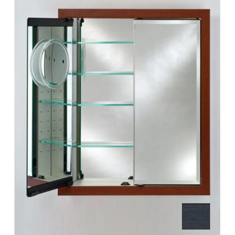 Afina Signature 31" x 36" Soho Brushed Black Recessed Double Door Medicine Cabinet With Beveled Edge Mirror Next Day Delivery