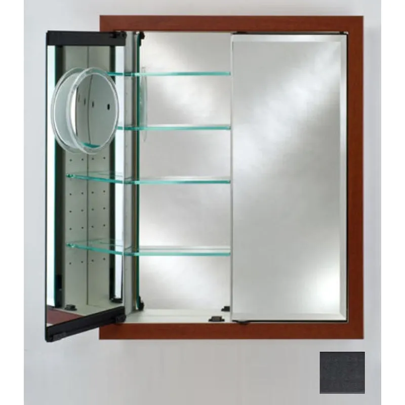 High Quality Afina Signature 31" x 36" Colorgrain Black Recessed Double Door Medicine Cabinet With Beveled Edge Mirror
