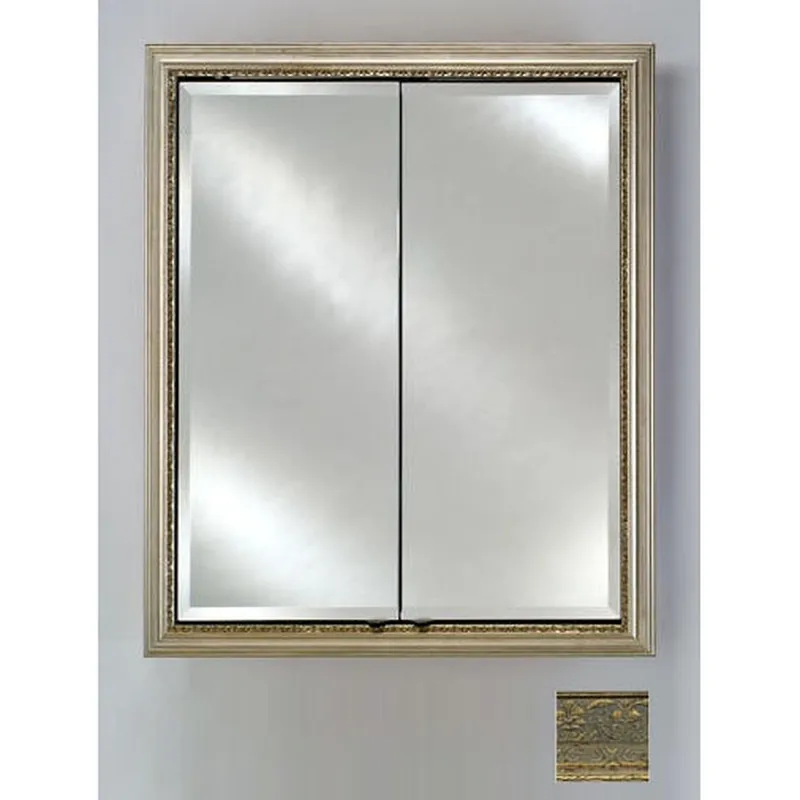 Editor’s Pick Afina Signature 24" x 30" Regal Antique Gold Recessed Double Door Medicine Cabinet With Beveled Edge Mirror