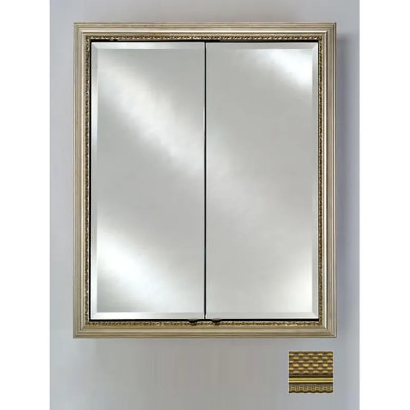 Buy Today Afina Signature 24" x 30" Elegance Antique Gold Recessed Double Door Medicine Cabinet With Beveled Edge Mirror