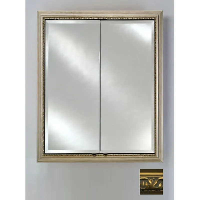 Afina Signature 24" x 30" Valencia Antique Gold Recessed Double Door Medicine Cabinet With Beveled Edge Mirror Price Drop
