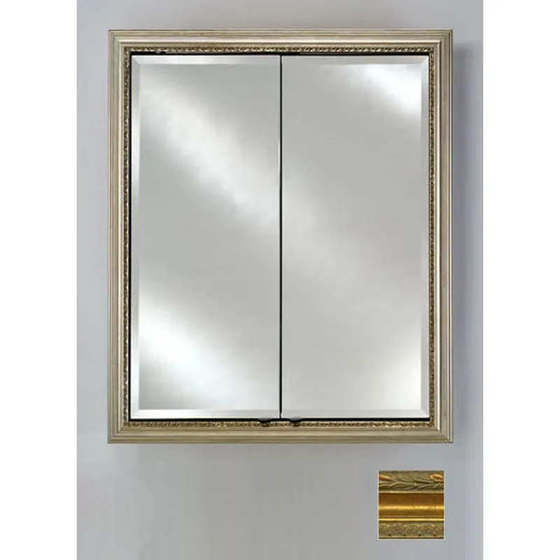 Sale Afina Signature 24" x 30" Chateau Antique Gold Recessed Double Door Medicine Cabinet With Beveled Edge Mirror
