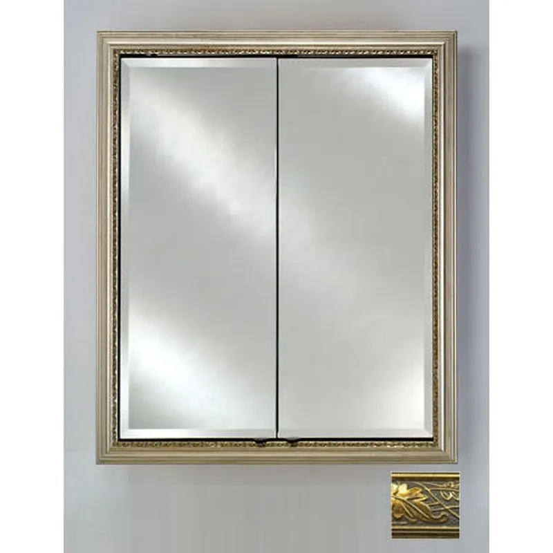 Mega Sale Afina Signature 24" x 30" Aristocrat Antique Gold Recessed Double Door Medicine Cabinet With Beveled Edge Mirror