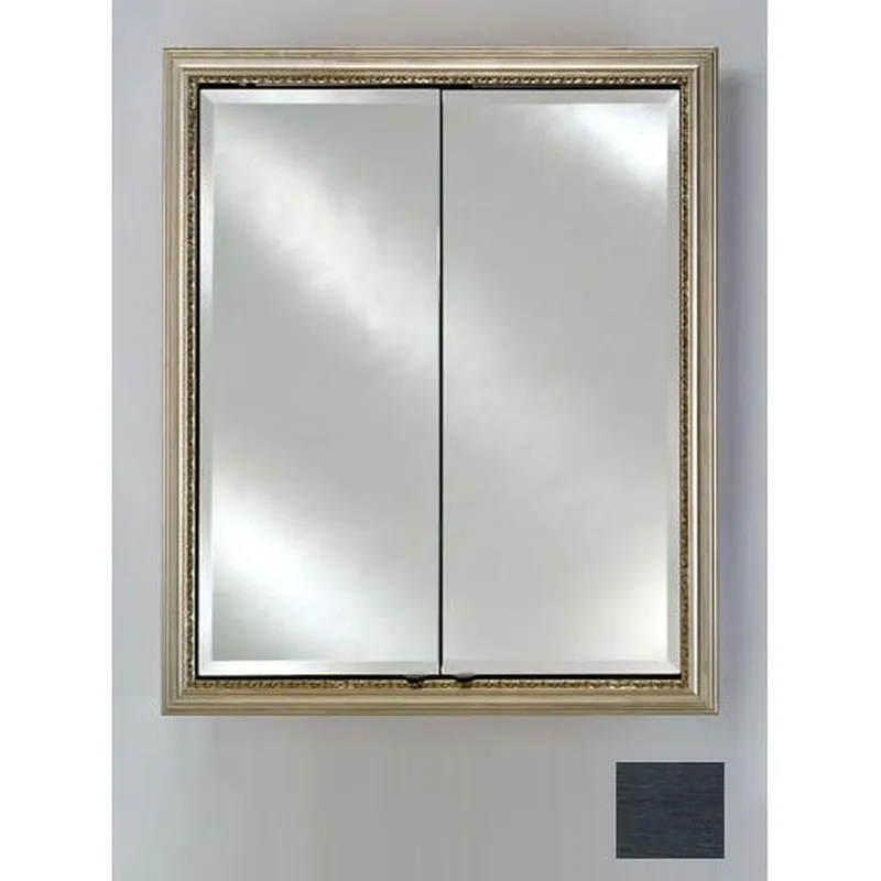 Price Drop Afina Signature 24" x 30" Soho Brushed Black Recessed Double Door Medicine Cabinet With Beveled Edge Mirror