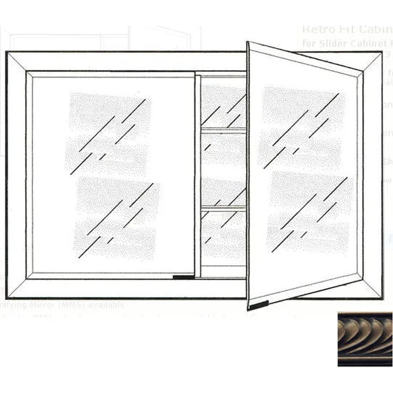 Editor’s Pick Afina Signature 33" x 23" Versailles Antique Pewter Recessed Retro-Fit Double Door Medicine Cabinet With Beveled Edge Mirror