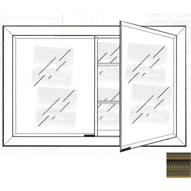 Wholesale Afina Signature 33" x 23" Roman Antique Gold Recessed Retro-Fit Double Door Medicine Cabinet With Beveled Edge Mirror