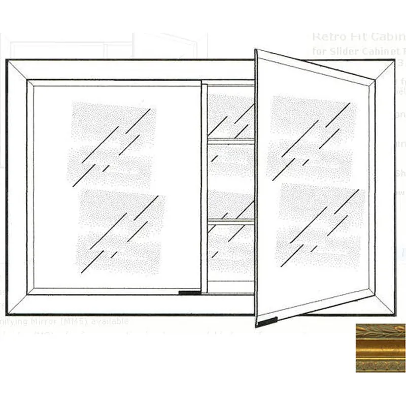 Afina Signature 33" x 23" Chateau Antique Gold Recessed Retro-Fit Double Door Medicine Cabinet With Beveled Edge Mirror Weekend Sale