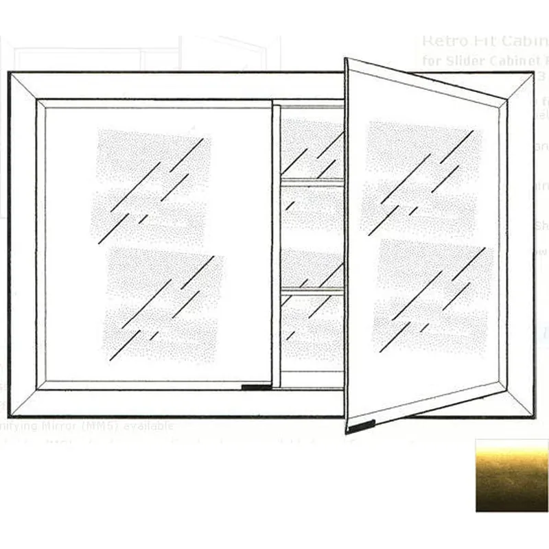 Money Back Guarantee Afina Signature 33" x 23" Brushed Satin Gold Recessed Retro-Fit Double Door Medicine Cabinet With Beveled Edge Mirror