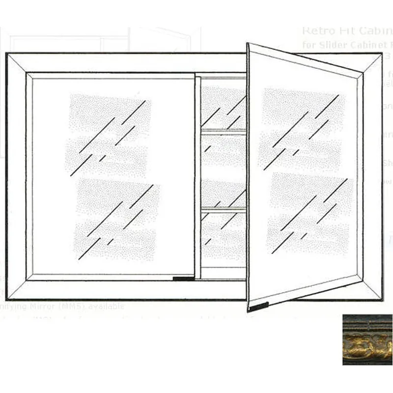 Afina Signature 27" x 21" Tuscany Antique Gold Recessed Retro-Fit Double Door Medicine Cabinet With Beveled Edge Mirror No Minimum Order
