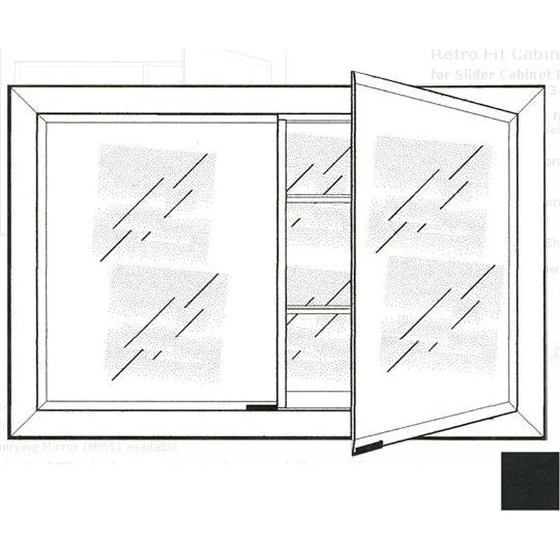 Afina Signature 27" x 21" Colorgrain Black Recessed Retro-Fit Double Door Medicine Cabinet With Beveled Edge Mirror Luxury