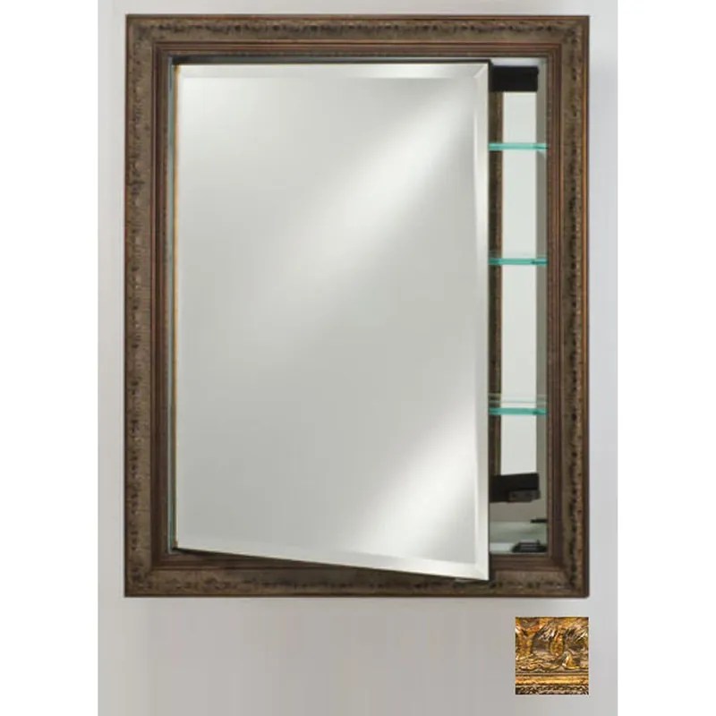 While Supplies Last Afina Signature 24" x 36" Tuscany Antique Gold Recessed Reversible Hinged Single Door Medicine Cabinet With Beveled Edge Mirror
