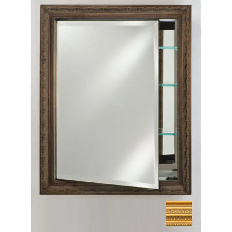 Flash Sale Afina Signature 24" x 36" Roman Antique Gold Recessed Reversible Hinged Single Door Medicine Cabinet With Beveled Edge Mirror