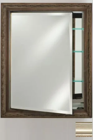 Worldwide Shipping Afina Signature 24" x 36" Parisian Antique Silver Recessed Reversible Hinged Single Door Medicine Cabinet With Beveled Edge Mirror