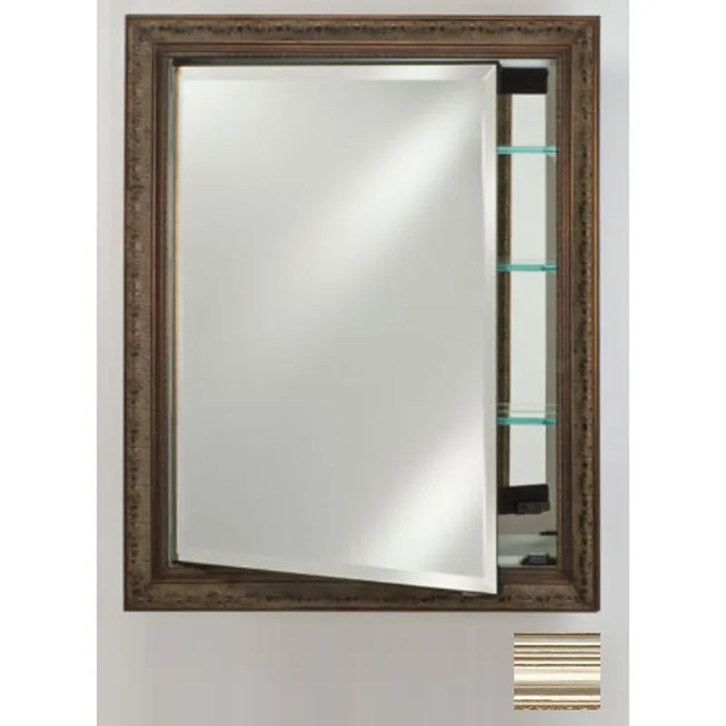 Worldwide Shipping Afina Signature 24" x 36" Parisian Antique Silver Recessed Reversible Hinged Single Door Medicine Cabinet With Beveled Edge Mirror