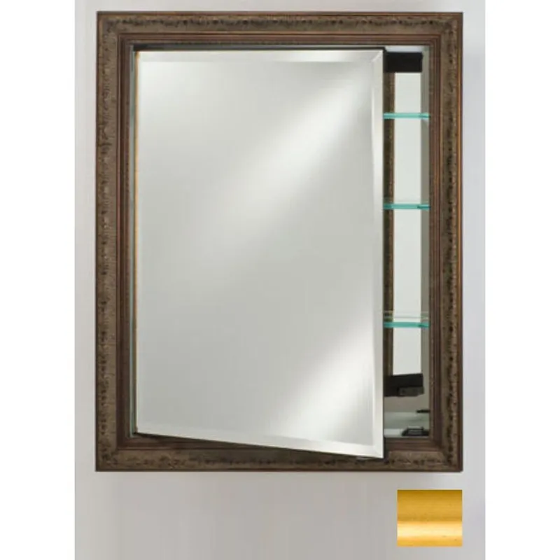Popular Afina Signature 24" x 36" Brushed Satin Gold Recessed Reversible Hinged Single Door Medicine Cabinet With Beveled Edge Mirror