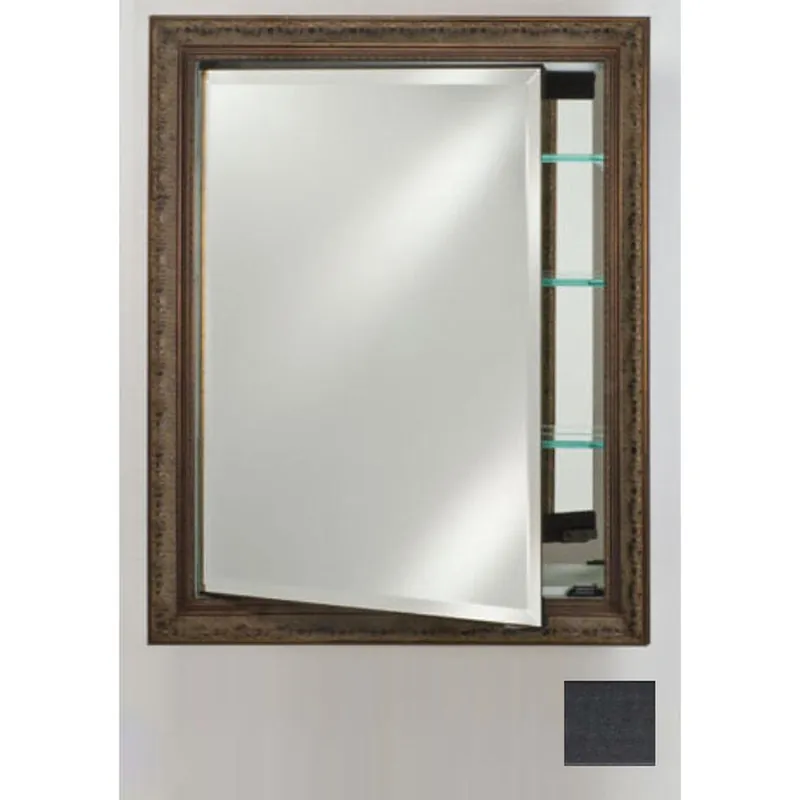 Weekend Sale Afina Signature 24" x 36" Colorgrain Black Recessed Reversible Hinged Single Door Medicine Cabinet With Beveled Edge Mirror
