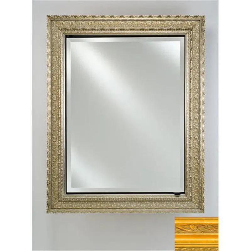Popular Afina Signature 20" x 30" Chateau Antique Gold Recessed Reversible Hinged Single Door Medicine Cabinet With Beveled Edge Mirror