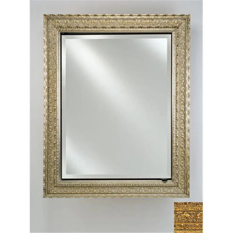 Buy Online Afina Signature 17" x 36" Regal Antique Gold Recessed Reversible Hinged Single Door Medicine Cabinet With Beveled Edge Mirror