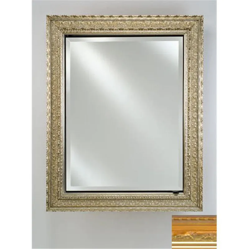Trending Afina Signature 17" x 36" Majestic Brilliant Gold Recessed Reversible Hinged Single Door Medicine Cabinet With Beveled Edge Mirror