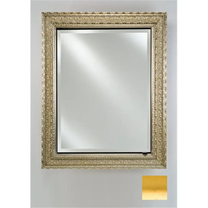 Afina Signature 17" x 36" Brushed Satin Gold Recessed Reversible Hinged Single Door Medicine Cabinet With Beveled Edge Mirror Express Delivery