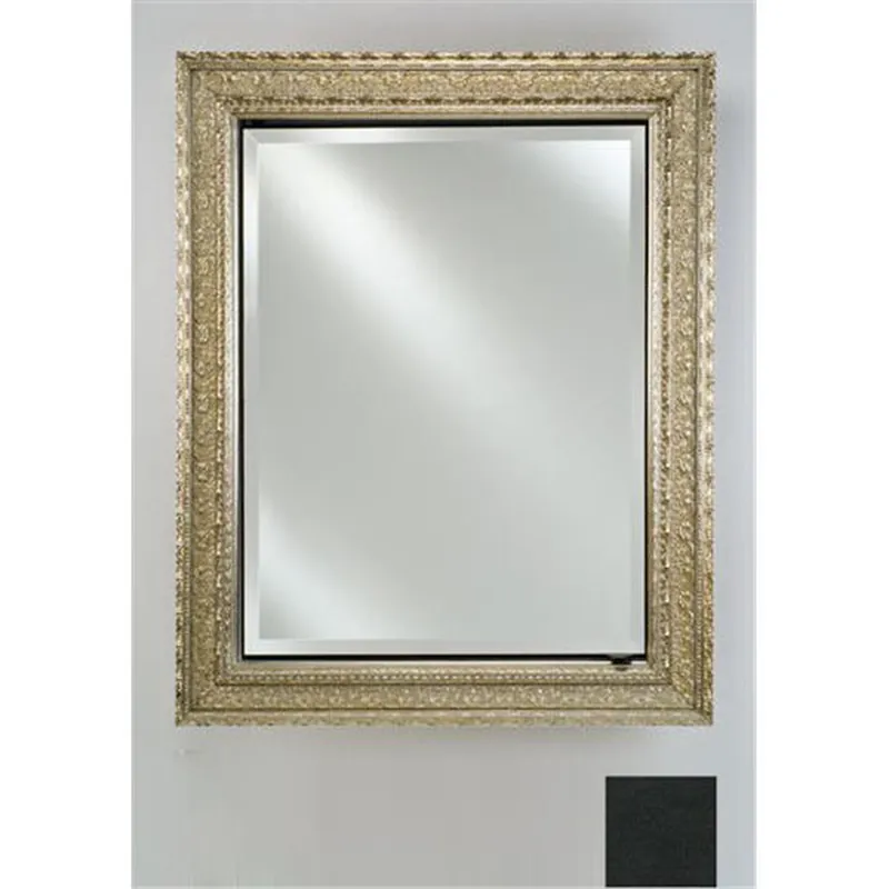 Afina Signature 20" x 26" Colorgrain Black Recessed Reversible Hinged Single Door Medicine Cabinet With Beveled Edge Mirror Seasonal Sale