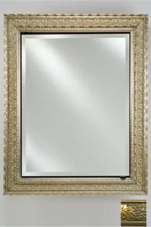 Affordable Afina Signature 20" x 26" Aristocrat Antique Gold Recessed Reversible Hinged Single Door Medicine Cabinet With Beveled Edge Mirror