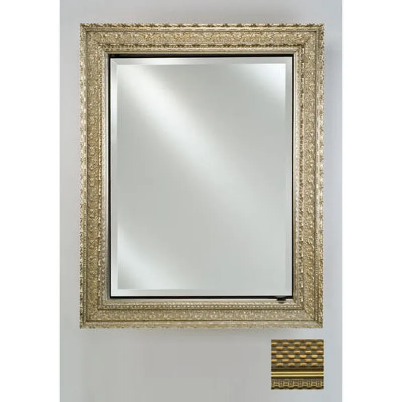 Viral Afina Signature 17" x 30" Elegance Antique Gold Recessed Reversible Hinged Single Door Medicine Cabinet With Beveled Edge Mirror