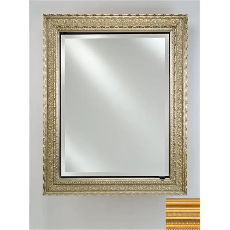 Afina Signature 17" x 30" Roman Antique Gold Recessed Reversible Hinged Single Door Medicine Cabinet With Beveled Edge Mirror Limited Offer