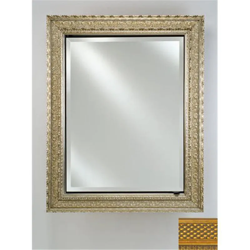 Afina Signature 17" x 26" Elegance Antique Gold Recessed Reversible Hinged Single Door Medicine Cabinet With Beveled Edge Mirror Wholesale