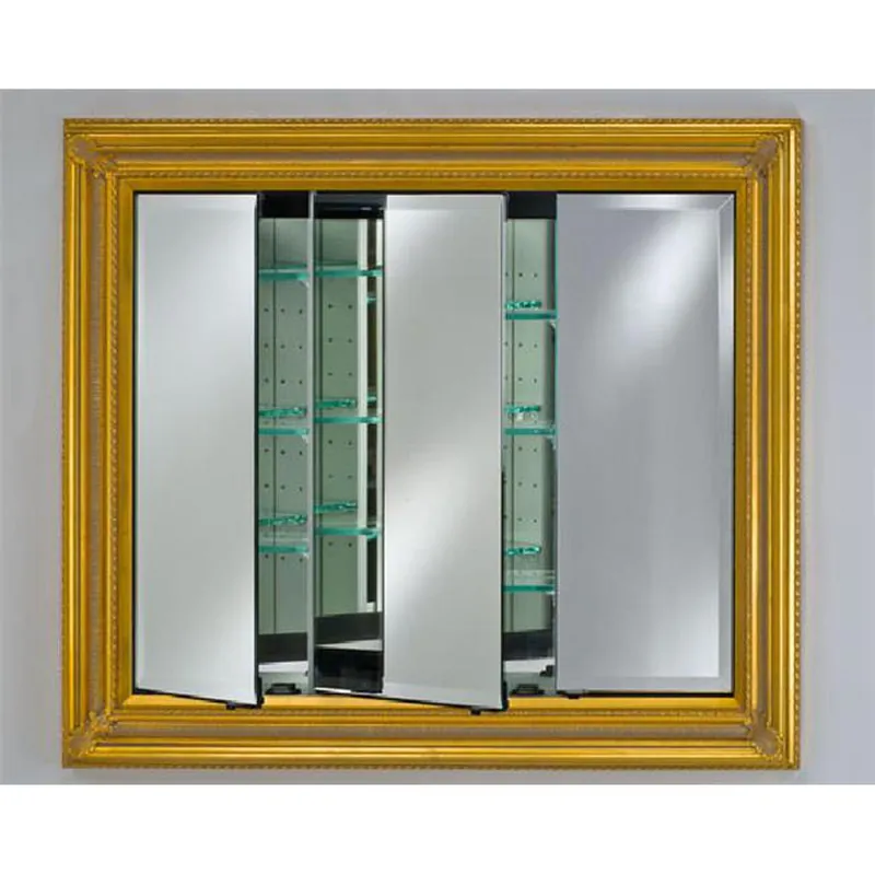 Buy Direct Afina Vanderbilt 42" x 34" Baroque Antique Silver Recessed Medium Triple Door Medicine Cabinet