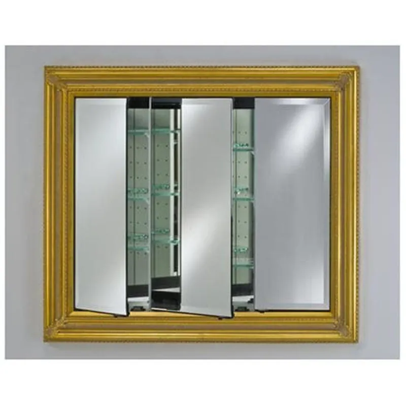Afina Vanderbilt 42" x 34" Baroque Antique Gold Recessed Medium Triple Door Medicine Cabinet Limited Time