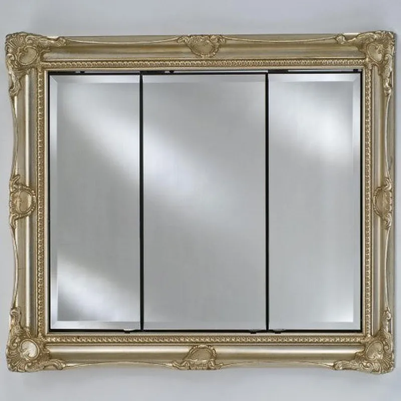 Secure Checkout Afina Vanderbilt 51" x 40" Royale Antique Silver Recessed Large Triple Door Medicine Cabinet