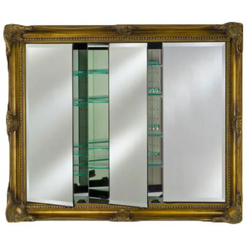 Afina Vanderbilt 42" x 34" Royale Antique Burnished Gold Recessed Medium Triple Door Medicine Cabinet Best Choice