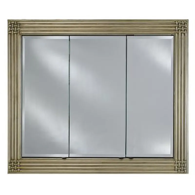 Latest Afina Vanderbilt 42" x 34" Decor Antique Gold Recesse Medium Triple Door Medicine Cabinet