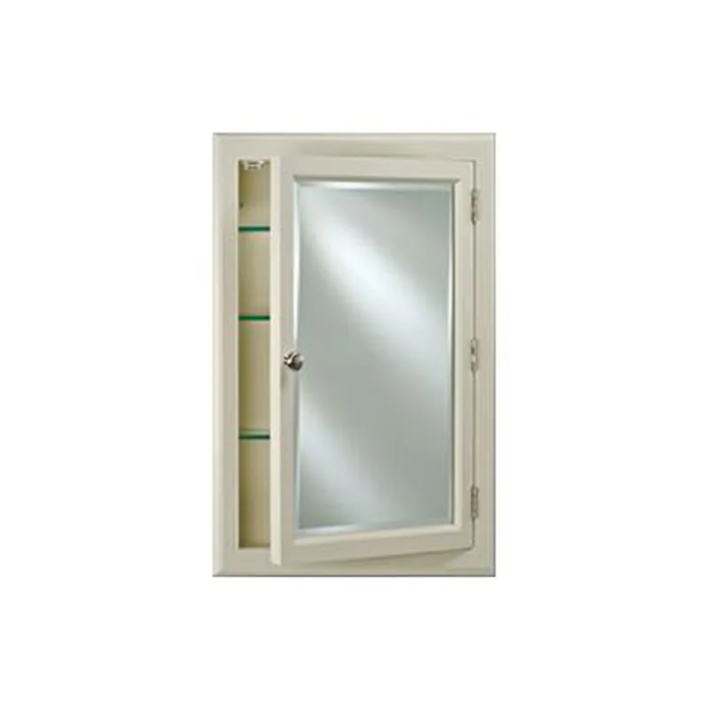 Afina Devon Small Biscuit Recessed Reversible Hinged Single Door Medicine Cabinet With Beveled Edge Mirror Exclusive Offer