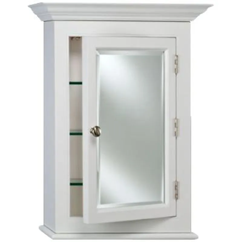 Special Offer Afina Wilshire II Small White Semi-Recessed Right Hinged Single Door Medicine Cabinet With Beveled Edge Mirror