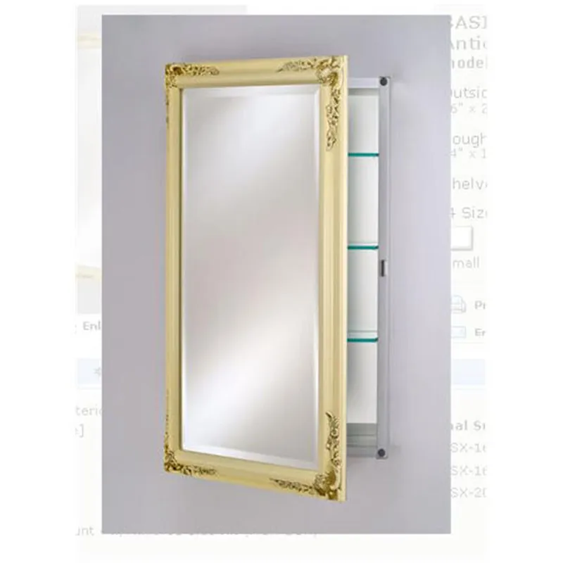 No Minimum Order Afina Basix Plus 16" x 22" Antique Biscuit Recessed Left Or Right Hinged Single Door Beveled Mirror Medicine Cabinet