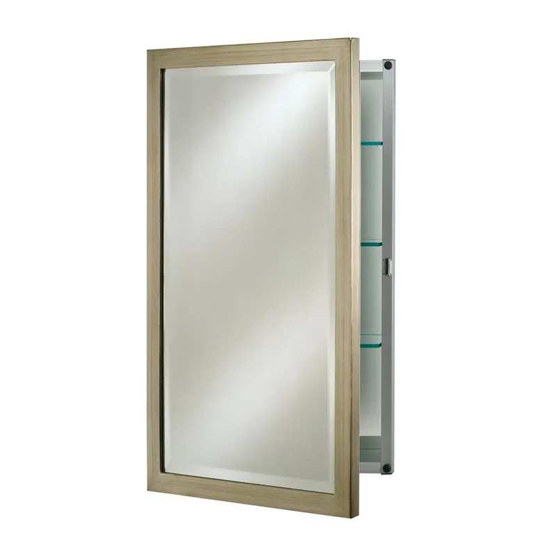 Handmade Afina Basix 24" x 30" Brushed Silver Recessed Left Or Right Hinged Single Door Beveled Mirror Medicine Cabinet