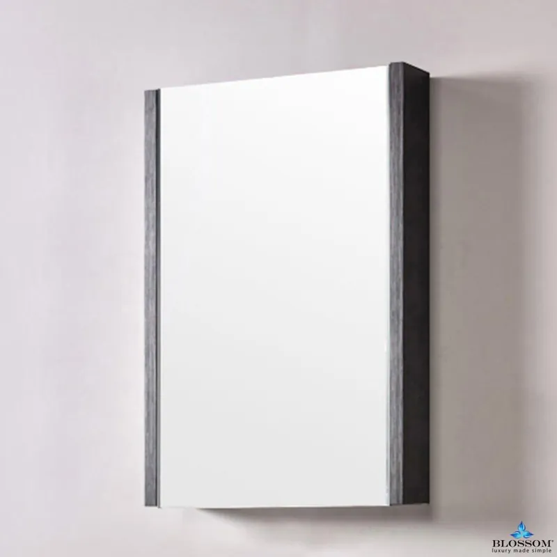 Flash Sale Blossom Milan 24" x 32" Silver Gray Recessed or Surface Mount Single Door Mirror Medicine Cabinet With Adjustable Wood Shelves and Soft-Closing Hinges