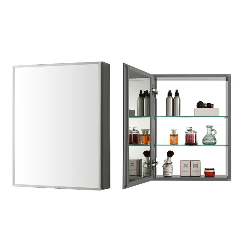 Blossom MC8 16" x 20" Recessed or Surface Mount Left or Right-Hand Swing Door Aluminum Medicine Cabinet With Mirror, Adjustable Hinges and Adjustable Glass Shelves Express Delivery