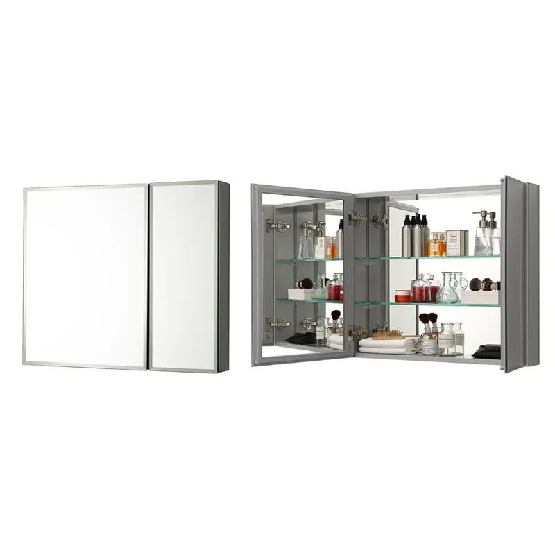 Blossom MC8 25" x 26" Recessed or Surface Mount 2-Door Aluminum Medicine Cabinet With Mirror, Adjustable Hinges and Adjustable Glass Shelves Trending