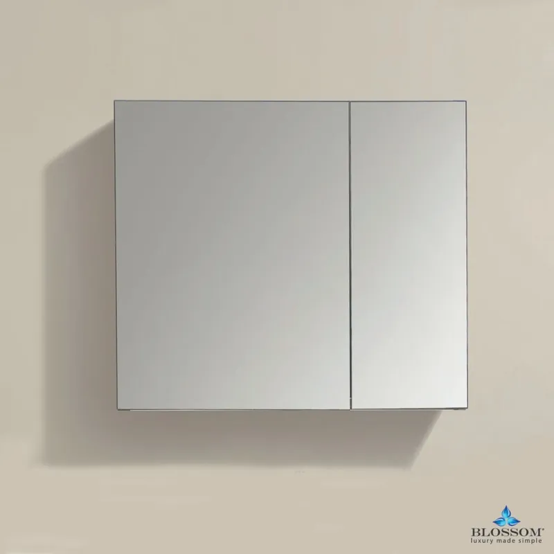 Certified Blossom MC7 25" x 26" Recessed or Surface Mount 2-Door Aluminum Medicine Cabinet With Mirror, 2 Adjustable Glass Shelves and Soft-Closing Hinges