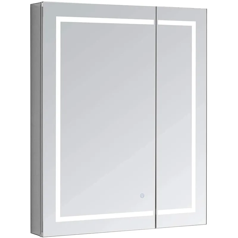 Time-Limited Aquadom Royale Basic Q 30" x 30" Single View Right Hinged Recessed or Surface Mount Medicine Cabinet With LED Lighting, Touch Screen Button, Dimmer
