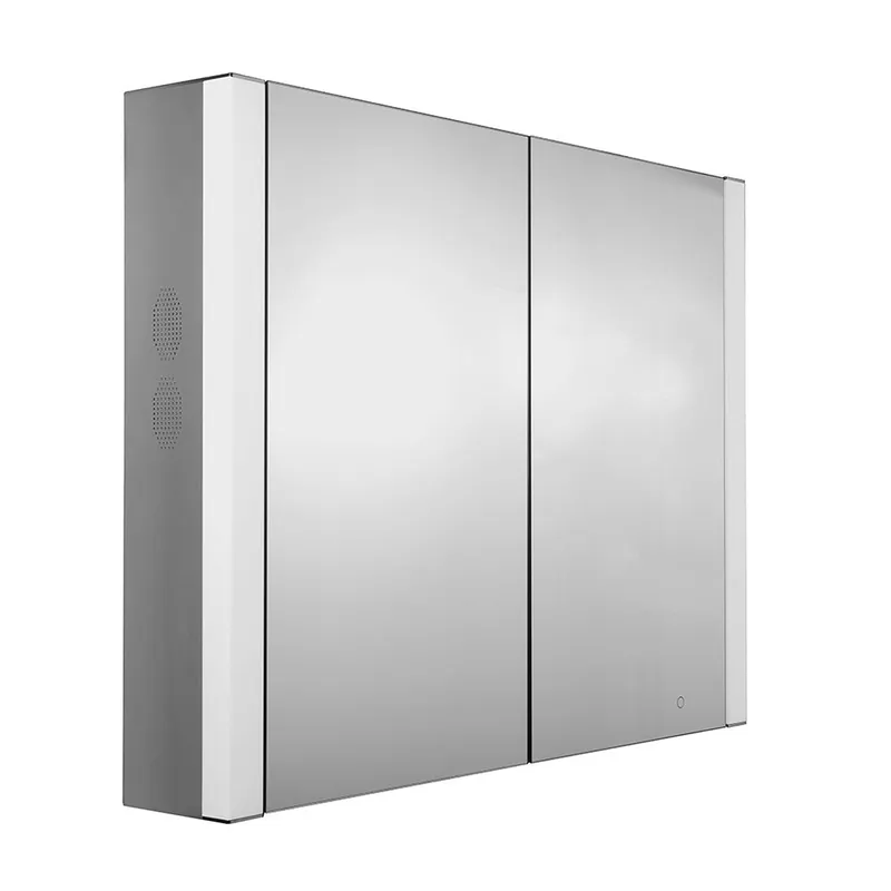 Holiday Sale Whitehaus Musichaus WHFEL8069-S Double Mirrored Door Medicine Cabinet With USB, SD Card, Bluetooth, FM Radio, Speakers, Defogger, & Dimmer